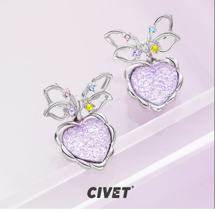 Alloy Drop Bow Heart Earring