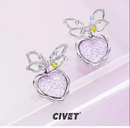 Alloy Drop Bow Heart Earring