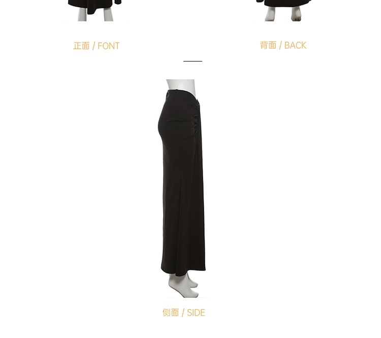 Mock Neck Asymmetrical Lace Crop Top and Ruched Fishtail Skirt