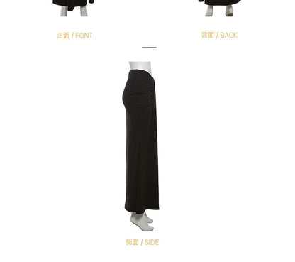 Mock Neck Asymmetrical Lace Crop Top and Ruched Fishtail Skirt