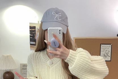 Chunky Knit Button-Up Crop Crew Neck Cardigan