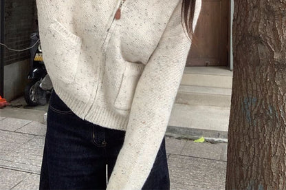 Crew Neck Zip-Up Cardigan