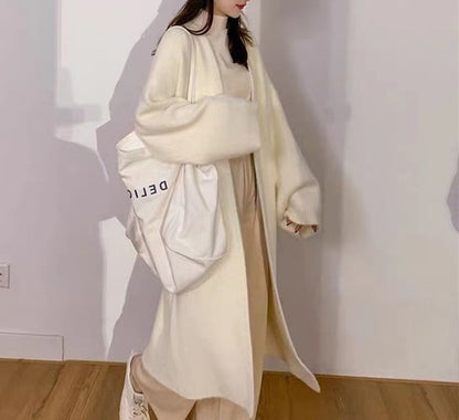 Plain Open Front Long Cardigan