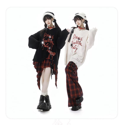 Asymmetric Ruffle Plaid Mini Skirt with High Rise