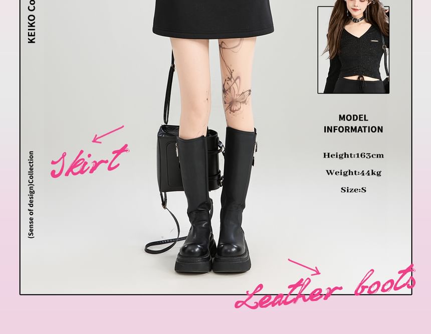 Plain Mini A-Line Skirt with High Waist