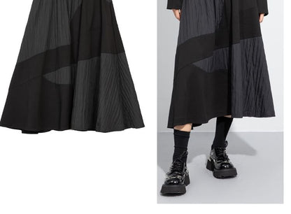Plain Panel Midi Skirt with Elastic Waist