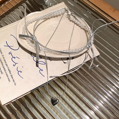 Necklace Heart / Layered Braded Set