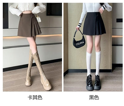 Asymmetric Pleated Mini Skirt with High Waist