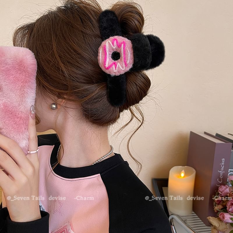 Claw Hair Clip Chenille Donut Acrylic