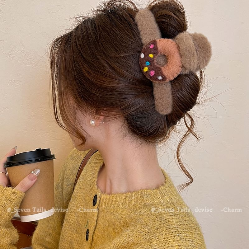 Claw Hair Clip Chenille Donut Acrylic