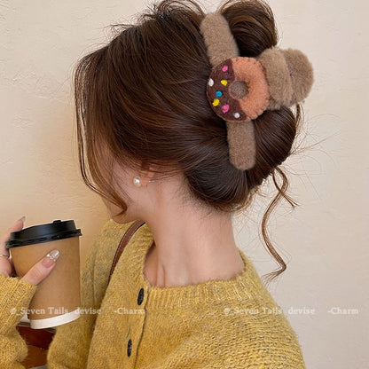 Claw Hair Clip Chenille Donut Acrylic