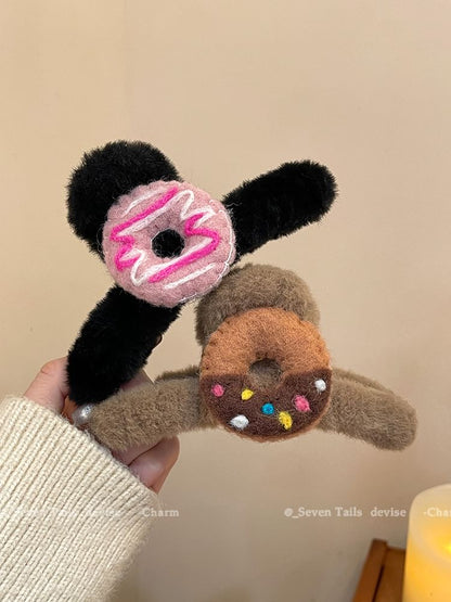 Claw Hair Clip Chenille Donut Acrylic