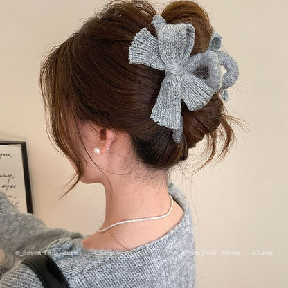 Acrylic Bow Hair Knit Clip Claw