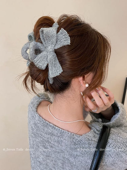 Acrylic Bow Hair Knit Clip Claw