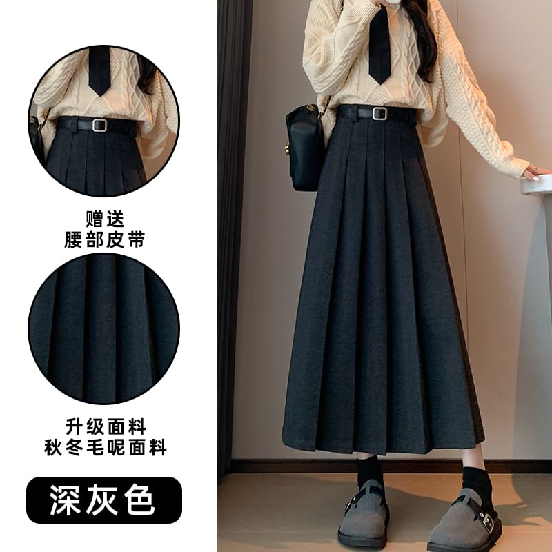 Accordion Pleated Midi Skirt with High Waist
