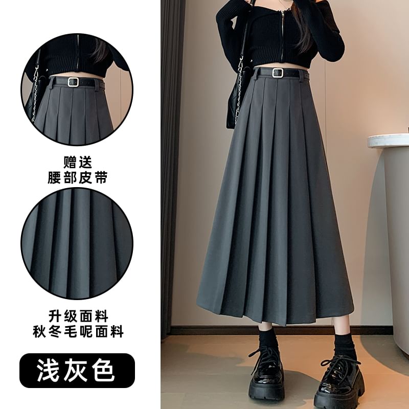 Accordion Pleated Midi Skirt with High Waist