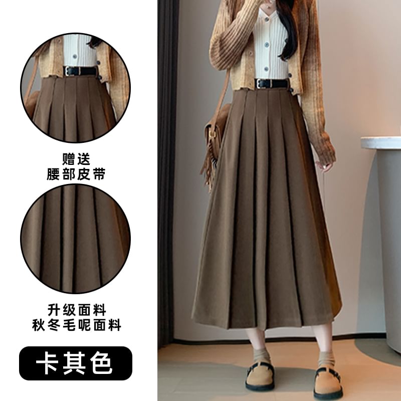 Accordion Pleated Midi Skirt with High Waist
