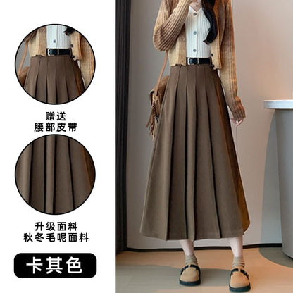 Accordion Pleated Midi Skirt with High Waist
