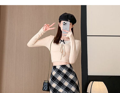 Plaid Pleated Mini Skirt with High Waist