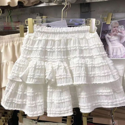 Balletcore Tiered Mini A-Line Skirt with Plain High Waist