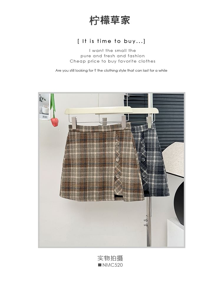 High-Waist Plaid Mini Skirt