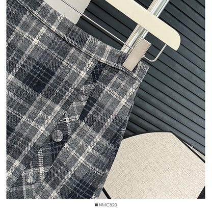 High-Waist Plaid Mini Skirt