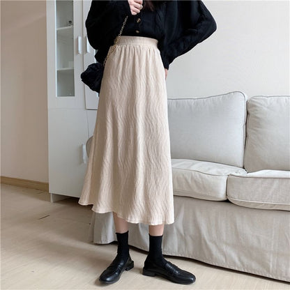 Lettuce Edge Midi A-Line Skirt with High Rise