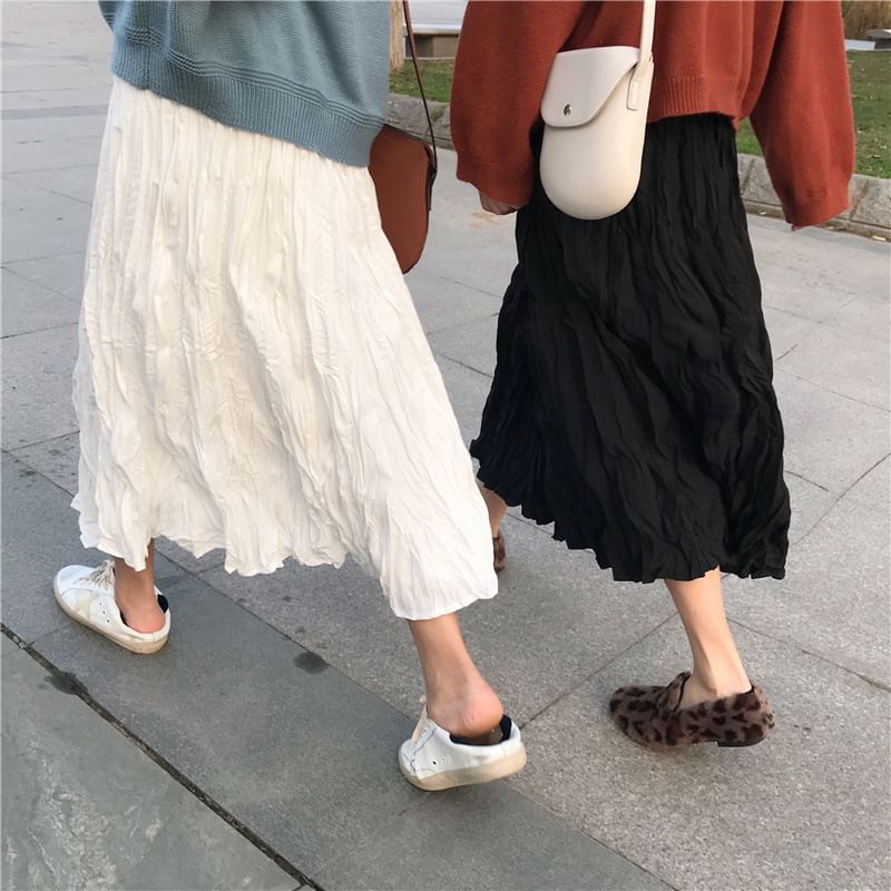 Ruching Maxi A-Line Skirt with High Waist