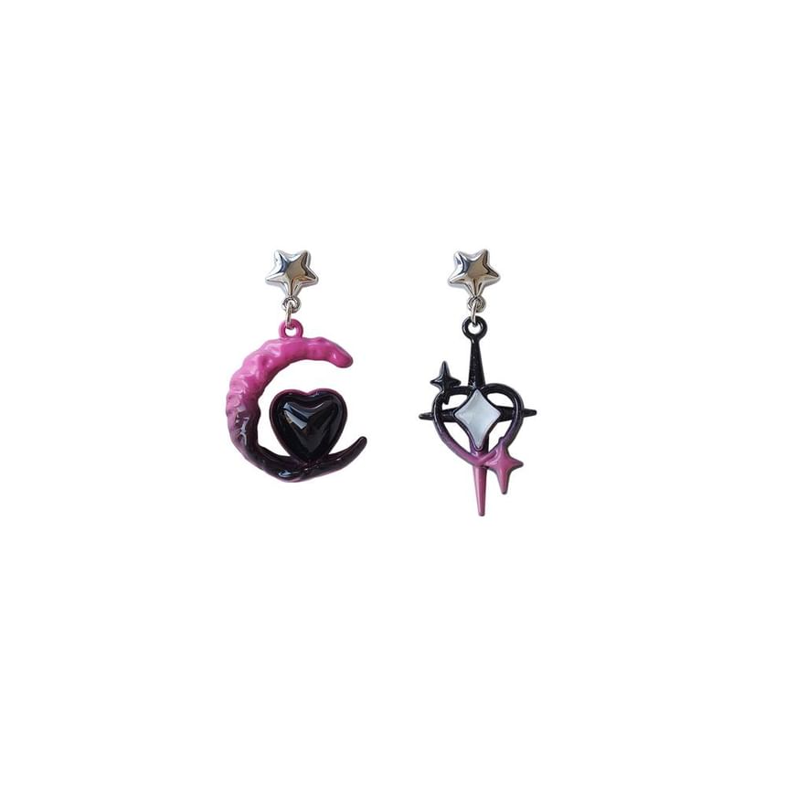 Clip-On Drop Moon Asymmetrical Earring / Star