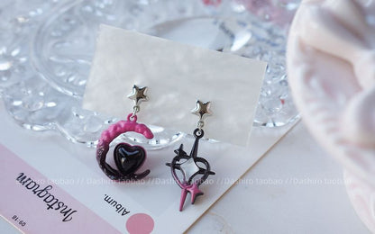 Clip-On Drop Moon Asymmetrical Earring / Star