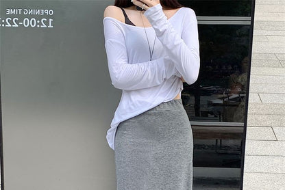 Maxi Mermaid Skirt in Plain High-Rise Cut