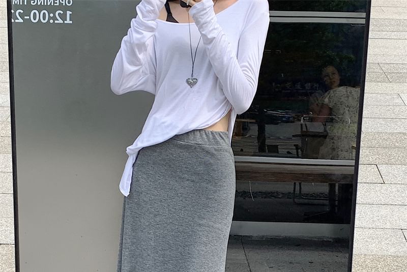 Maxi Mermaid Skirt in Plain High-Rise Cut