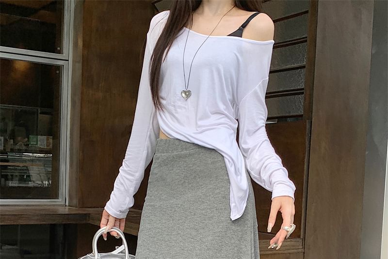 Maxi Mermaid Skirt in Plain High-Rise Cut