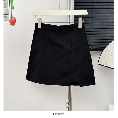 Asymmetrical High-Rise A-Line Mini Skirt