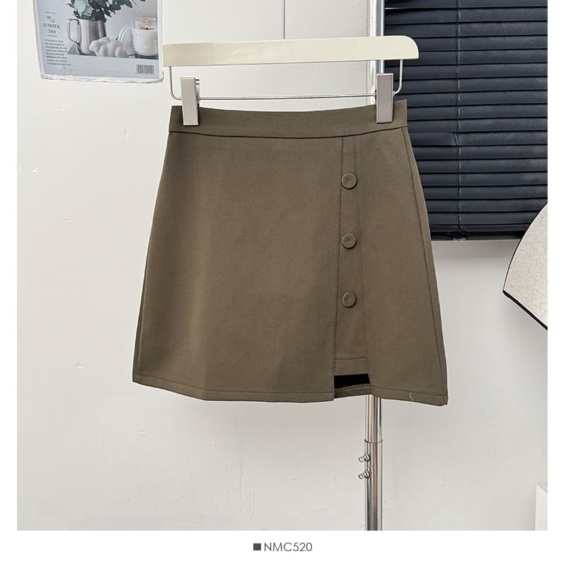 Asymmetrical High-Rise A-Line Mini Skirt