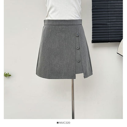 Asymmetrical High-Rise A-Line Mini Skirt