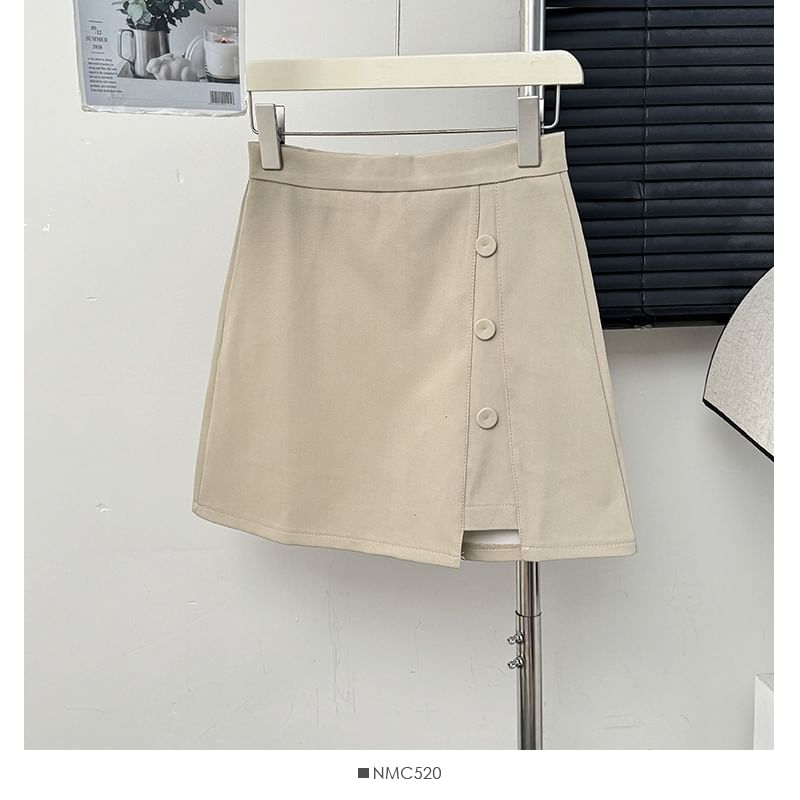 Asymmetrical High-Rise A-Line Mini Skirt