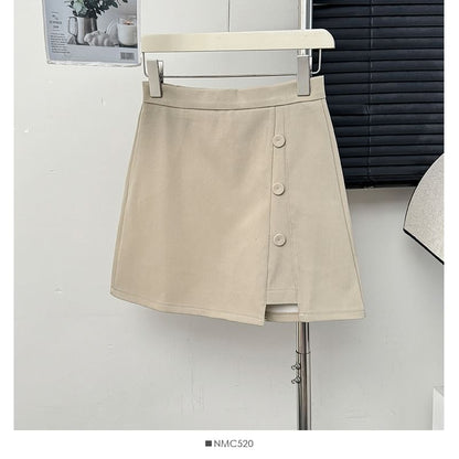 Asymmetrical High-Rise A-Line Mini Skirt
