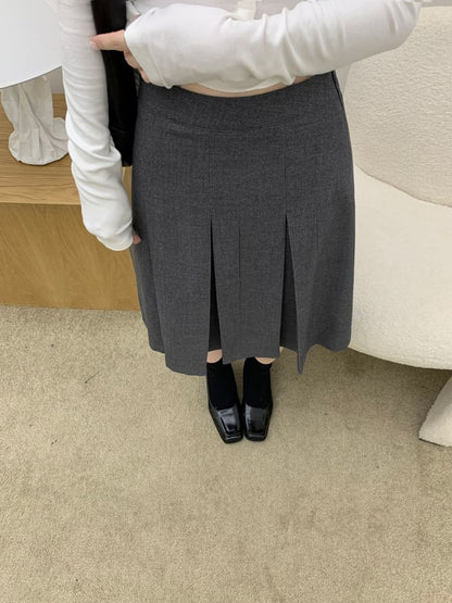 Pleated A-Line Skirt with High Rise