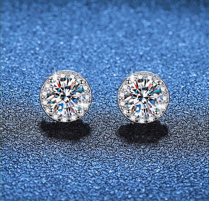 Moissanite Rhinestone Magnetic Earrings - Sterling Silver