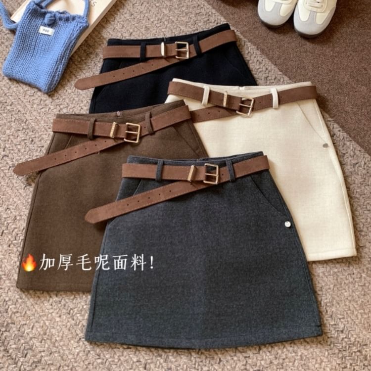 Plain Mini A-Line Skirt with High Rise