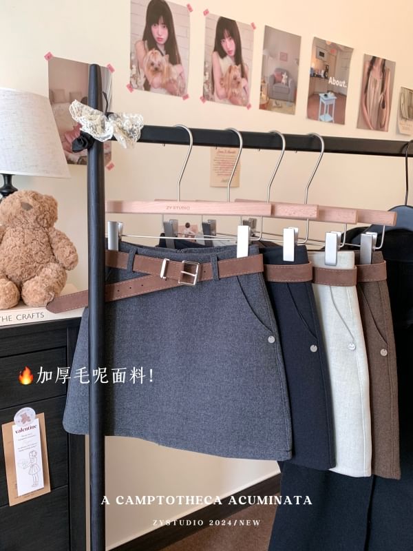 Plain Mini A-Line Skirt with High Rise