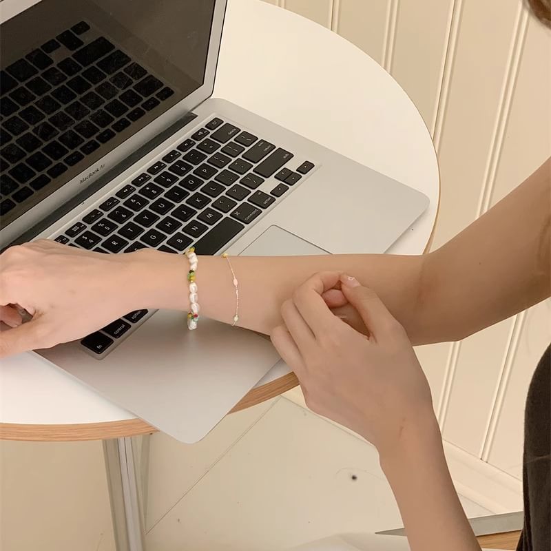 / S925 Pearl Bead Sterling Silver Bracelet Freshwater