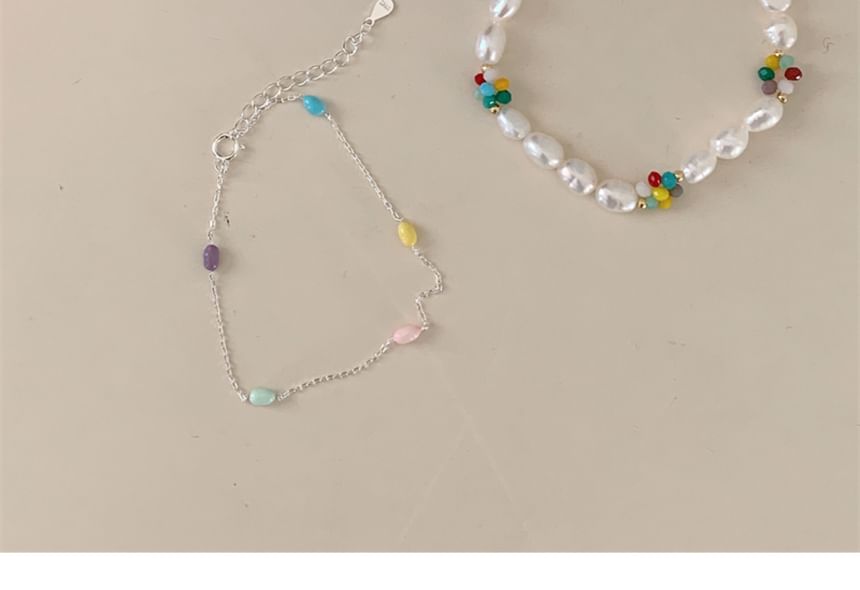 / S925 Pearl Bead Sterling Silver Bracelet Freshwater