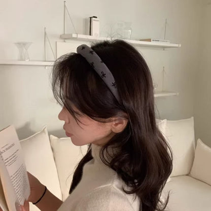 Fabric Bow Embroidered Headband