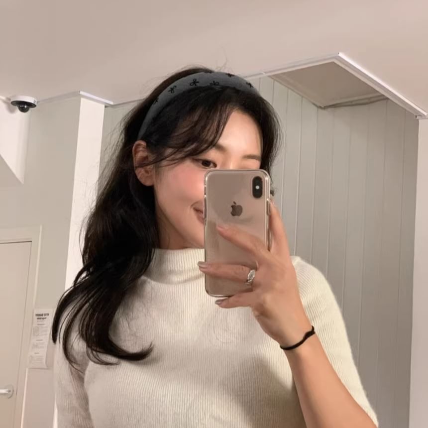 Fabric Bow Embroidered Headband