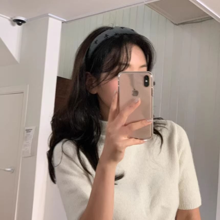 Fabric Bow Embroidered Headband