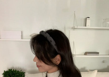 Fabric Bow Embroidered Headband