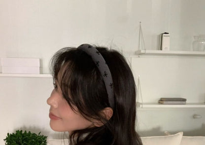Fabric Bow Embroidered Headband