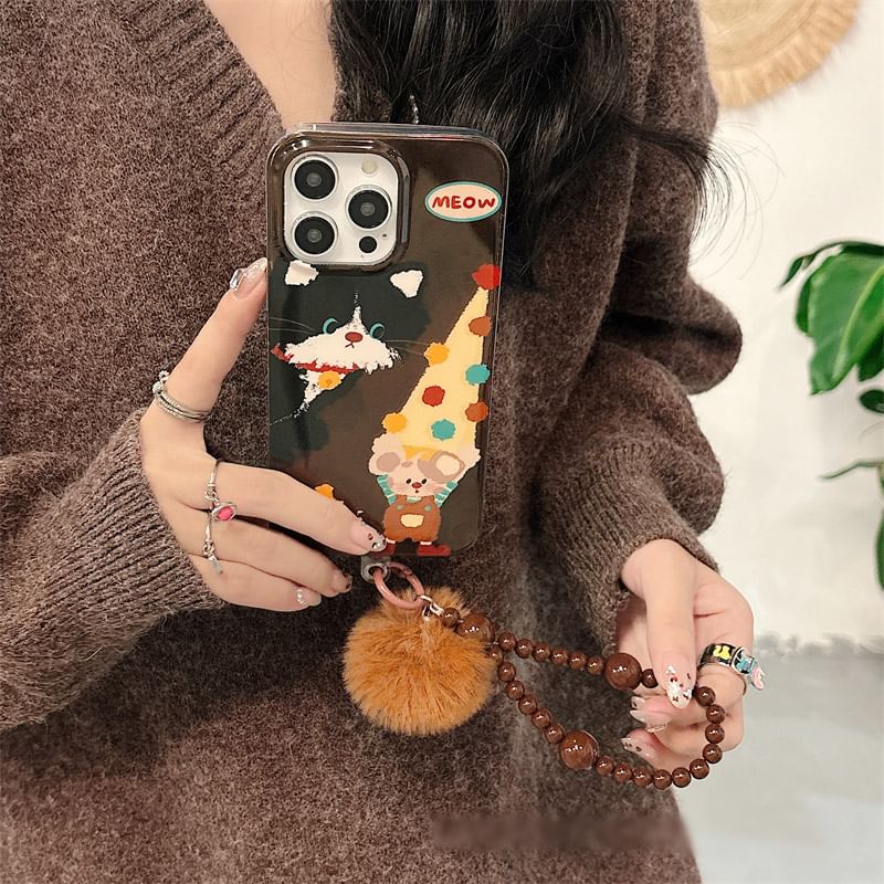 Case Set Mouse Pom Phone Strap /